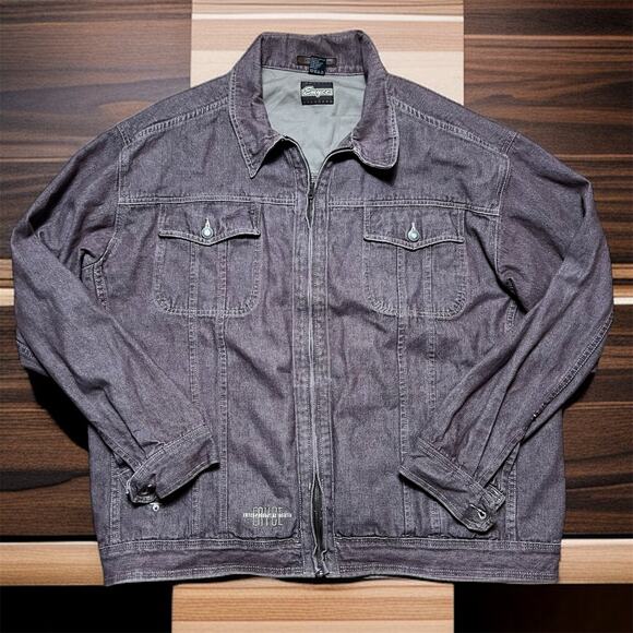 VINTAGE Y2K Enyce Denim Motorcycle Jacket Size XXL Retro Brown Trucker Baggy - Picture 1 of 6